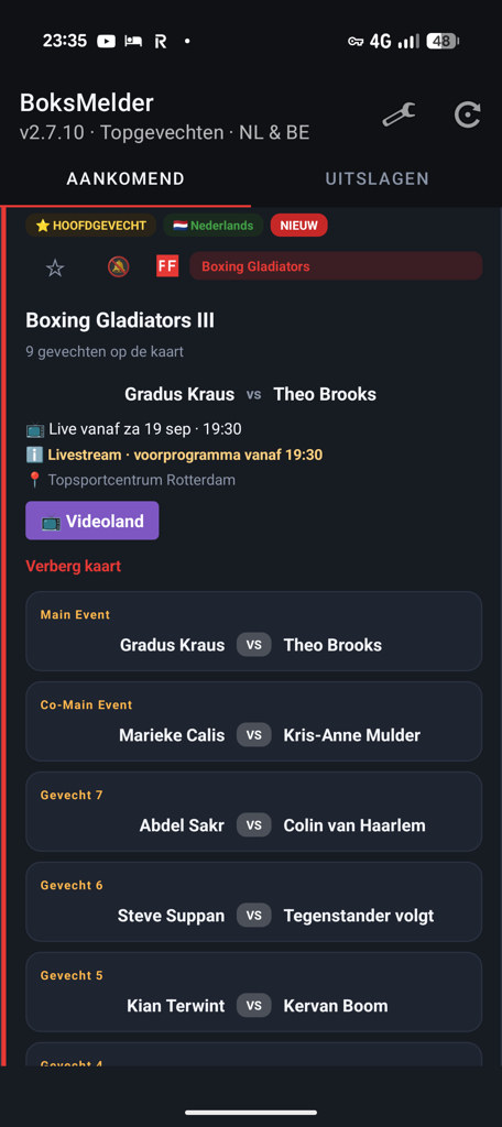 BoksMelder: volledige fightcard Boxing Gladiators III